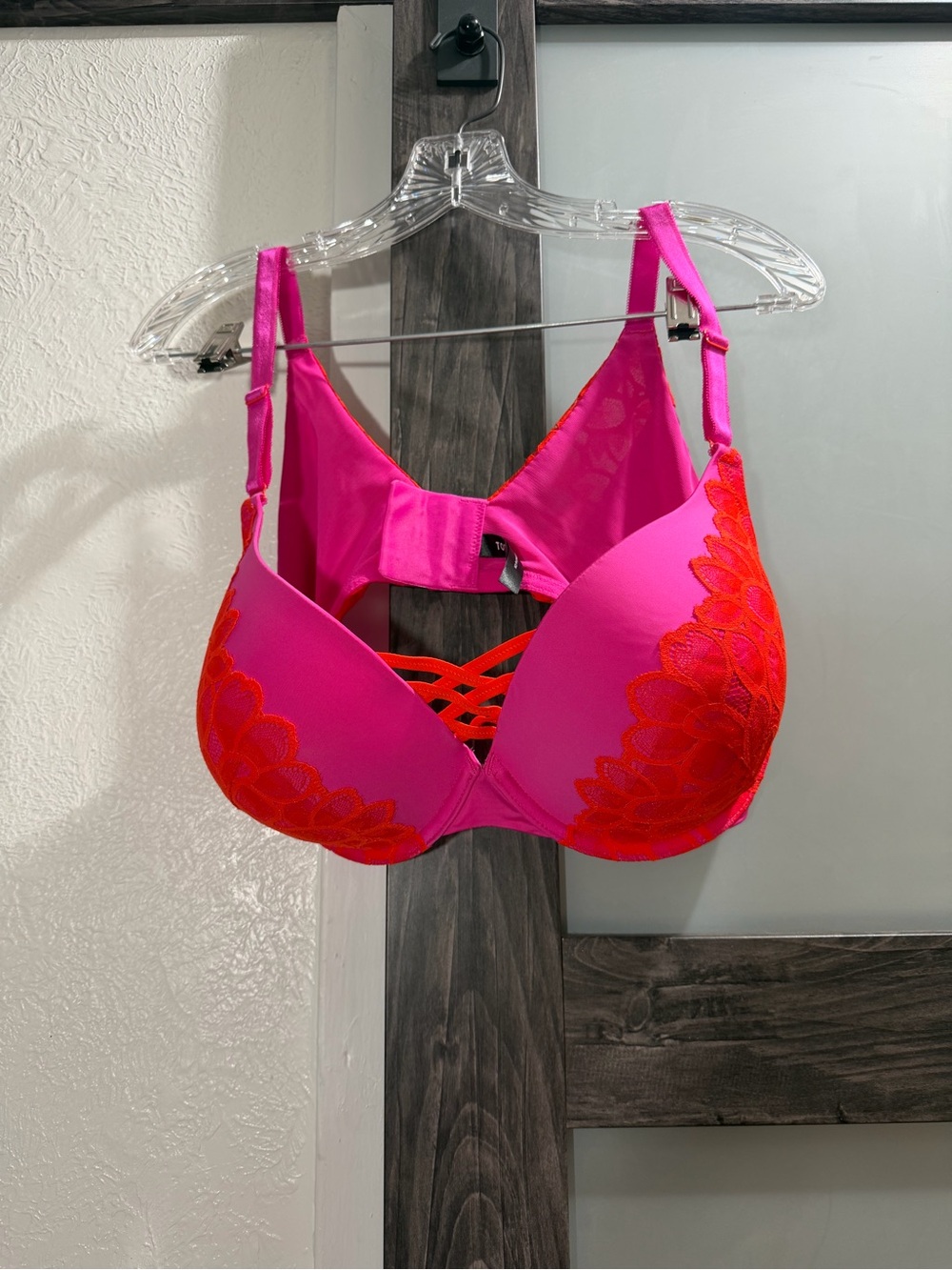 Torrid Pink & Red Lace Accent Push-Up Bra